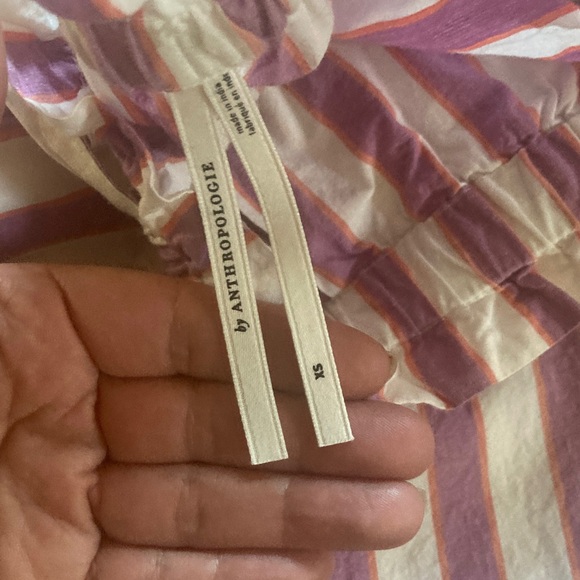 Womens Anthropologie Pink/purple & White Striped Cotton ok wide leg pants - Picture 8 of 9